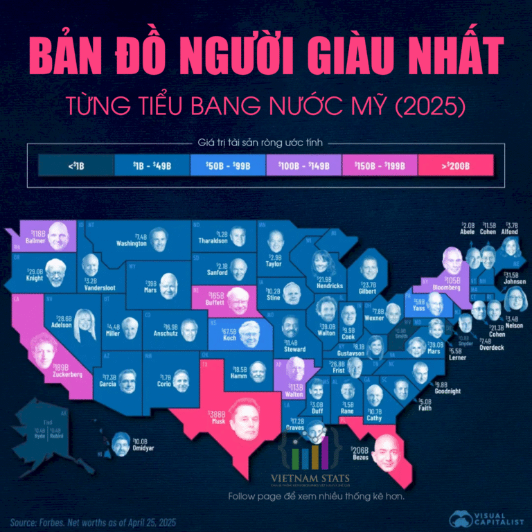 Bản đồ người giàu nhất nước mỹ theo từng tiểu bang